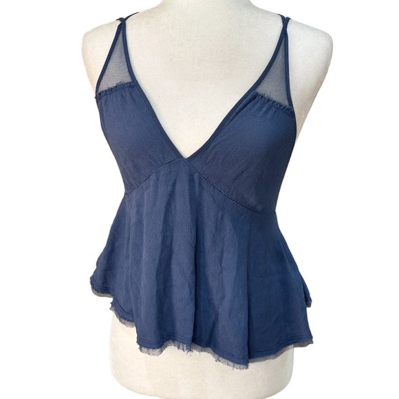 🍒 2 FOR $15! URBAN OUTFITTERS Kimchi Blue Sheer Accented Crop Top Tank Top - sm - Picture 1 of 8